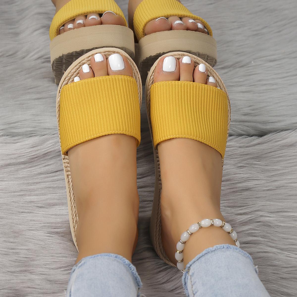 

Шлепанцы, модная верхняя одежда, женские шлепанцы с имитацией шпагата, сандалии, модные летние тапочки на толстой подошве 36 жёлтый