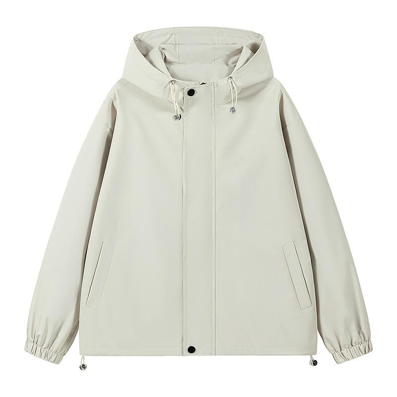 Spring and Autumn Hooded Jacket Men's Korean Style Casual Hong Kong Style Loose Couple Trench Coat Waterproof Jacket