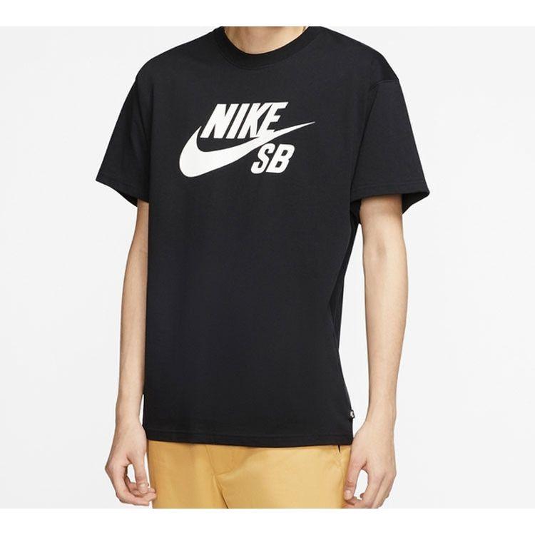 Nike SB Large Logo Skateboarding Short Sleeve Tee Men Tops Black CV7540-010