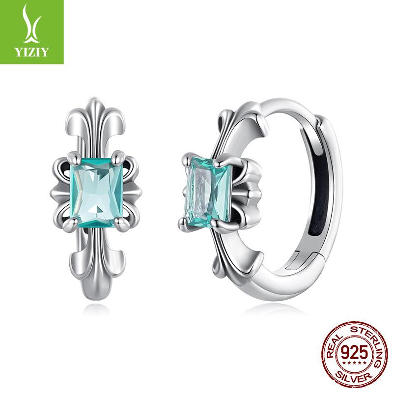 Creative Iris Cross Ear Buckle, Embossed Craft S925 Silver Fashion Earrings, One Piece Of Jewelry