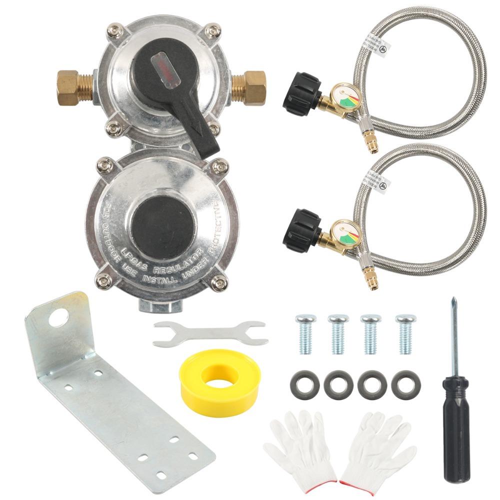 Safe Double Ended LP Propane Regulator Kit Stainless Steel Stainless Steel Hose Kit  Trailer