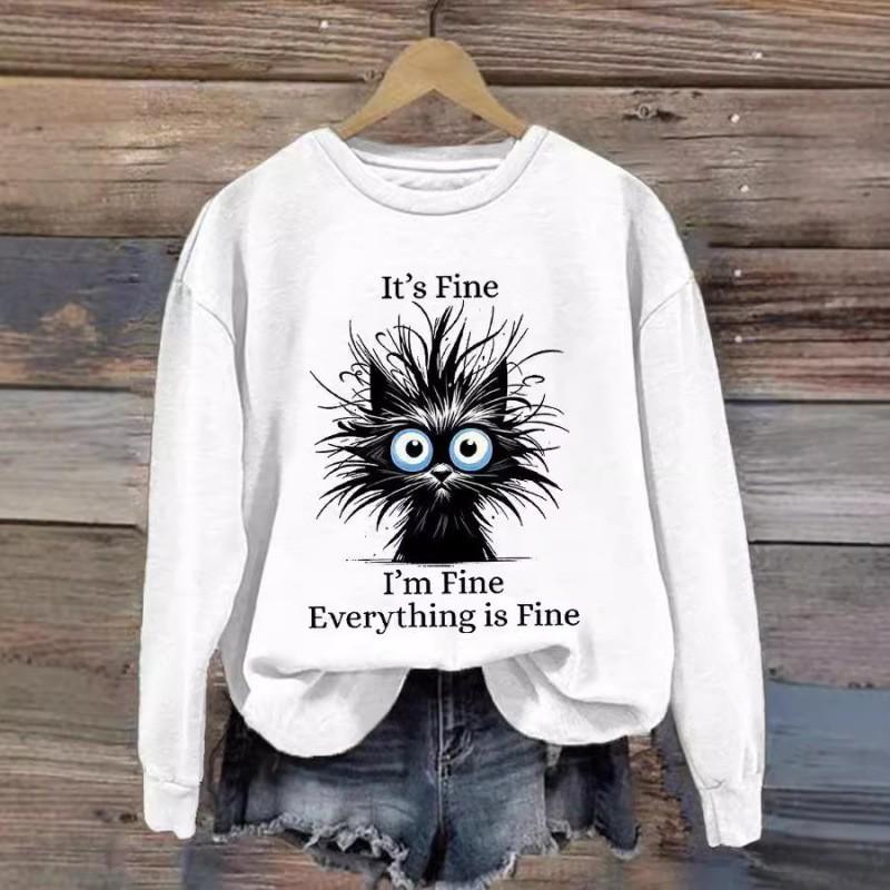 Womens Christmas Print Crewneck Sweatshirt Loose Fit Long Sleeve Pullover