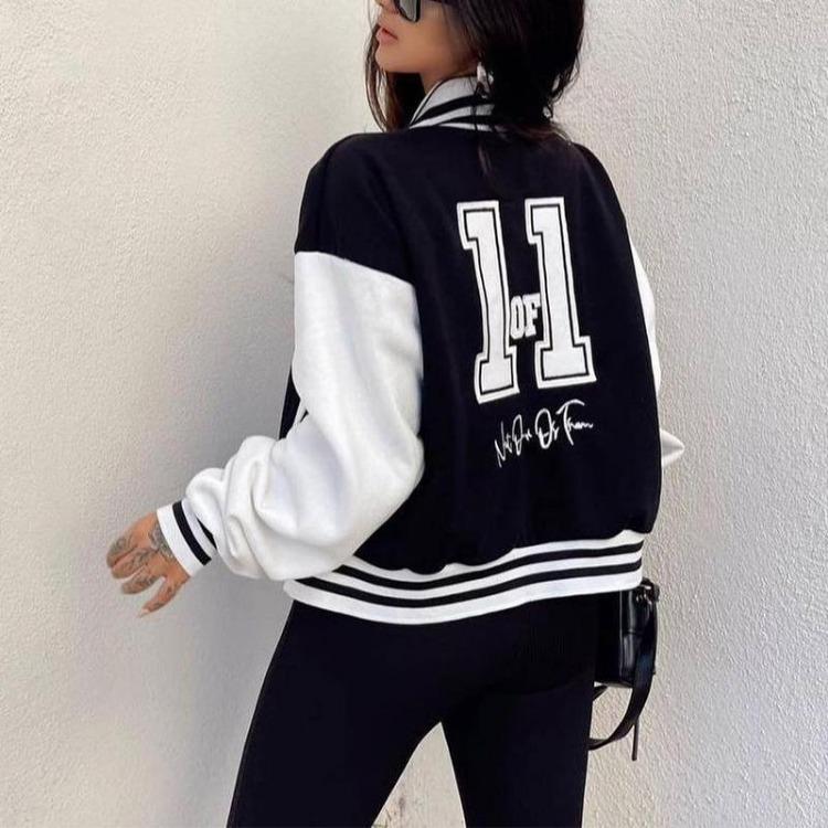 Casual Fashion Thickened Baseball Uniform Printed Sweatshirt Long Sleeve Top