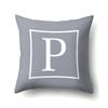 Polyester Pillow Case Gray Base Literary Home Car Decoration 26 English Letter Cushion Car Cushion Cover