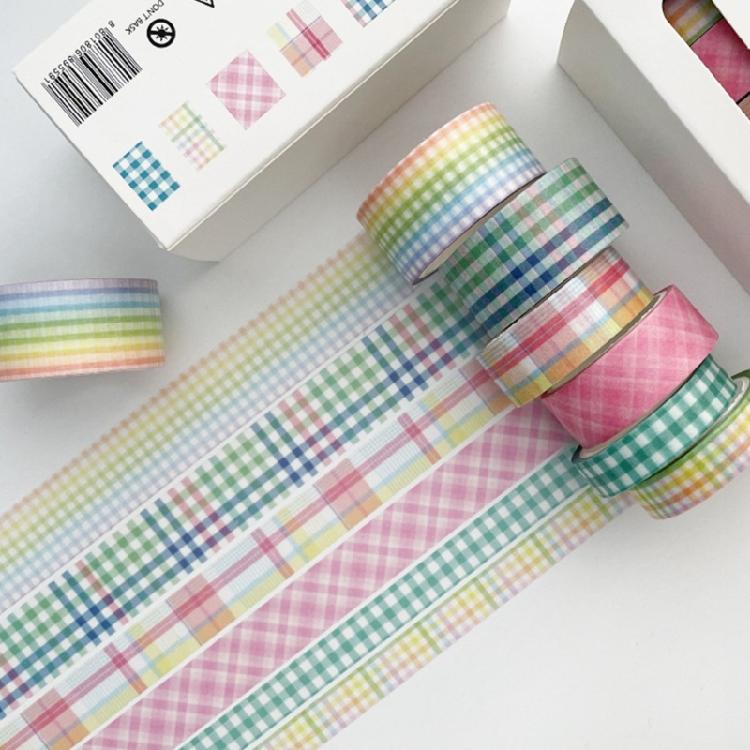 6Rolls Aesthetic Decorative Tape 5Meter Per Roll Adhesive Masking Tape for Journal Notebook Scrapbooking Photo Album