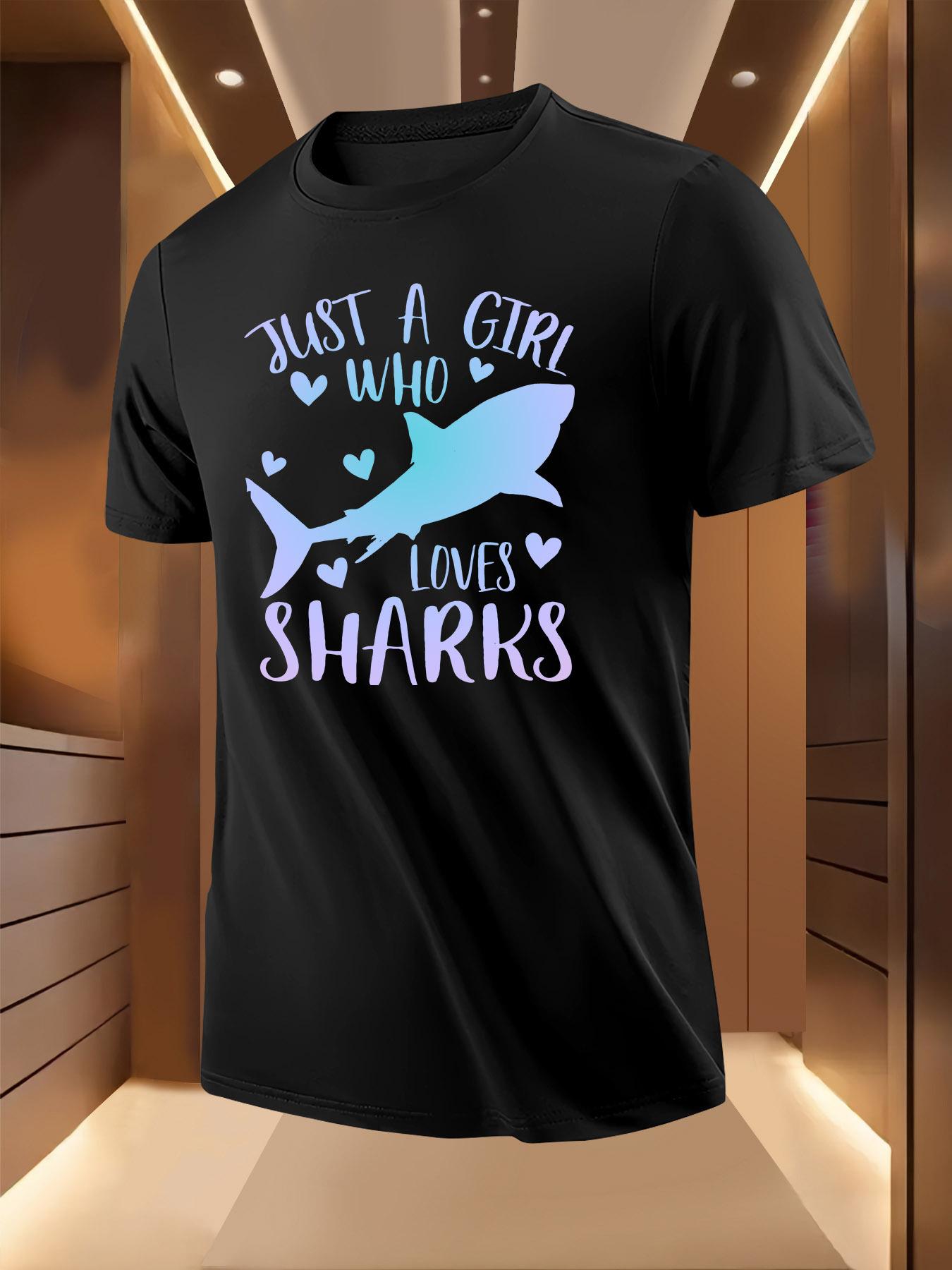 Shark Graphic Tshirt - Just a Girl Who Loves Sharks Design XXXXL