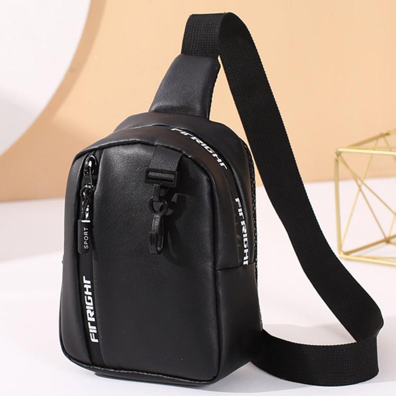 Damen-Brusttasche, schlichte modische Umhängetasche in Kontrastfarbe, breiter Schultergurt, lässige Biker-Tasche