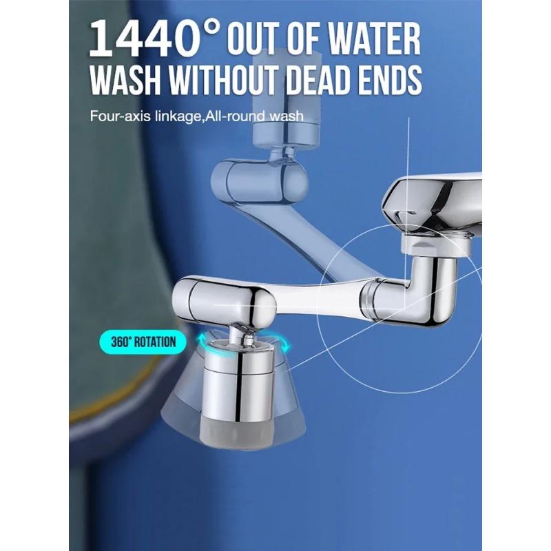Stainless Steel Universal 1440°Swivel Robotic Arm Swivel Extension Faucet Aerator Kitchen Sink Faucet Extender 2Water Flow Mode
