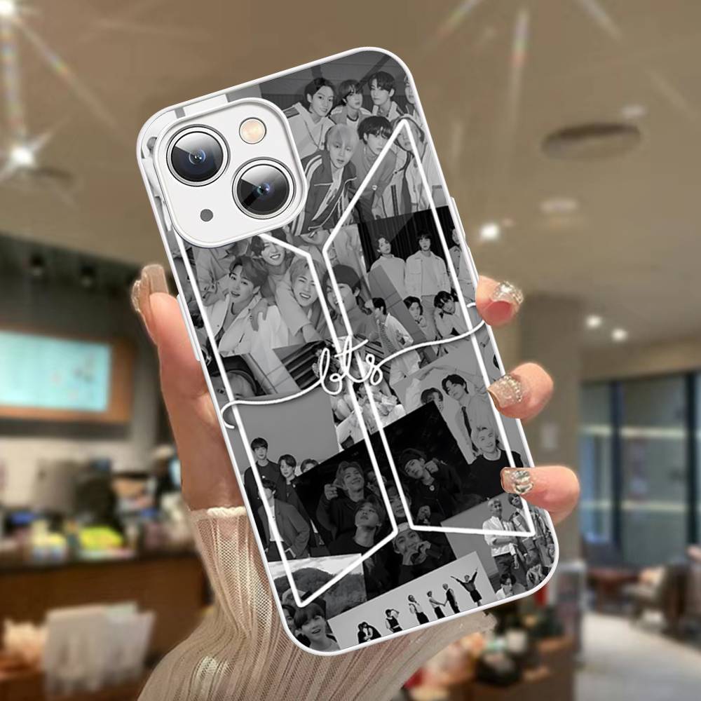 K-Pop Cartoon Boys B-BT21S Tempered Glass For Iphone 14 13 12 11 Pro Mini XS MAX 14Plus X XS XR Cover