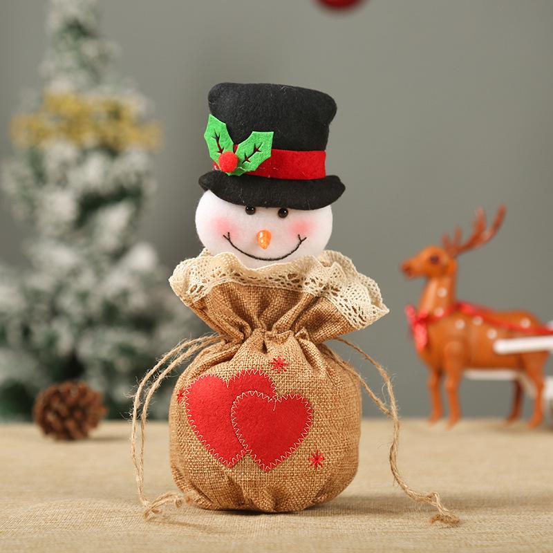 Christmas Eve Apple Burlap Embroidered Gift & Candy Bag