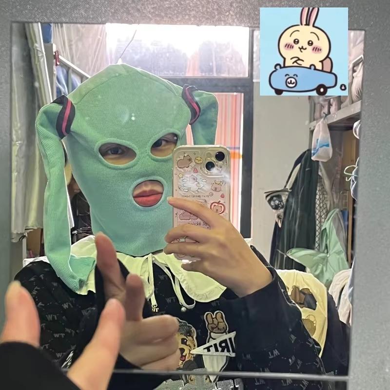 Cartoon Hatsune Miku Funny Headwear Game Hats Community Masks Cosplay Accessory Anime Game Character Hood Halloween PartyCostume