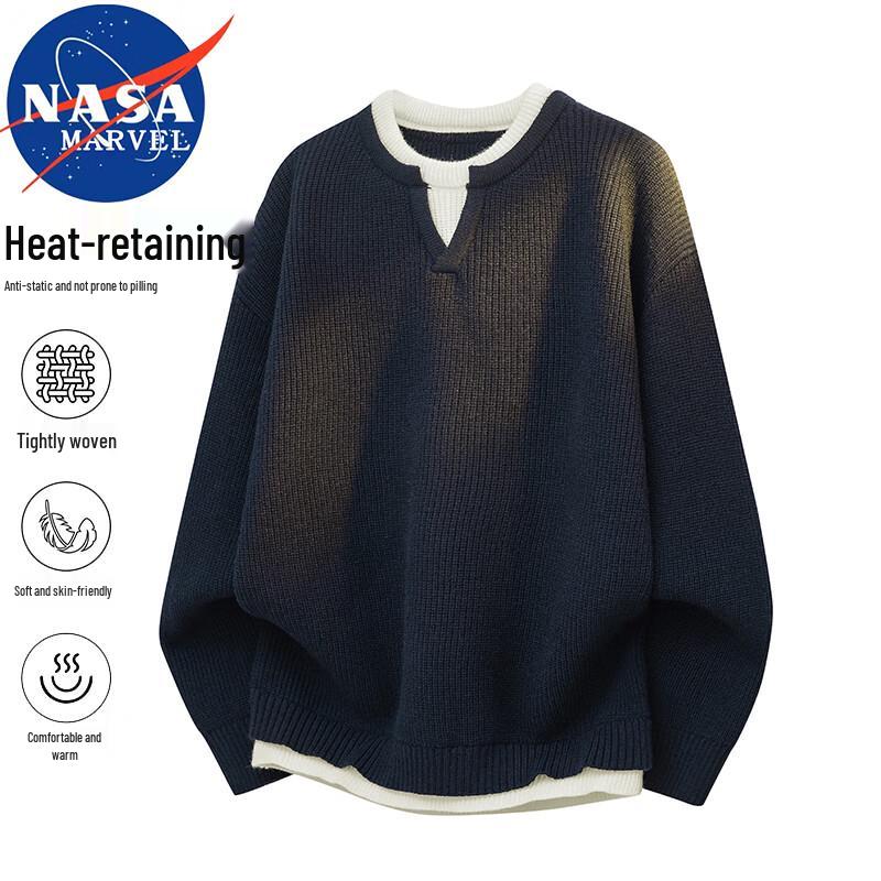 

NASA MARVEL Men s Fake Two-Piece V-Neck Knit Pullover Sweater XL