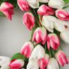 20 Inch Tulip Wreath for Front Door Artificial Tulip Flower Wreaths Floral Wreath Spring Silk Flower Wreath for Home Wall Wedding Office Party