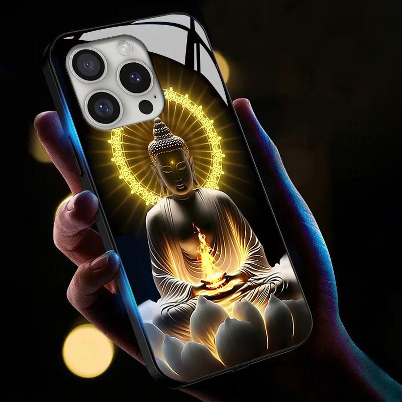 For iPhone 16 Pro Case Call Flash Series Pattern Printing Tempered Glass+TPU Combo Phone Case