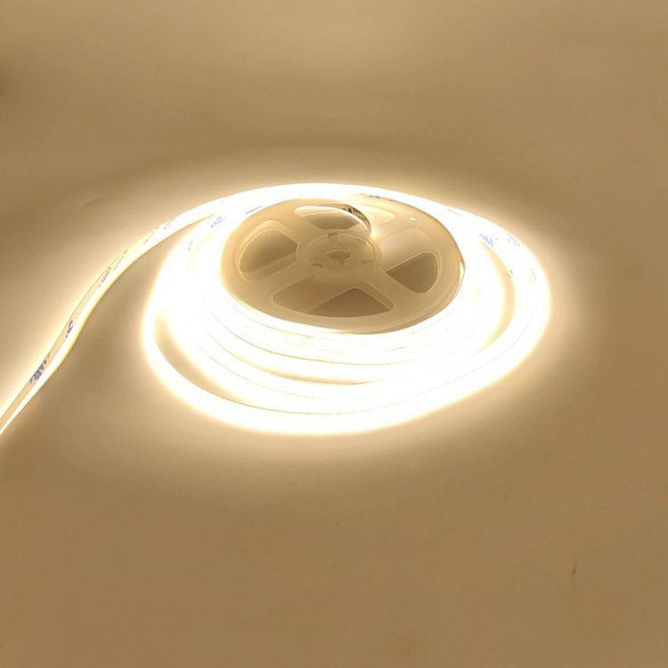 COB Self-Adhesive LED Light Strip: Flexible 5V/12V/24V, Low Voltage, Three-Color for Home, Ceiling, Cabinet, and Mall Decor