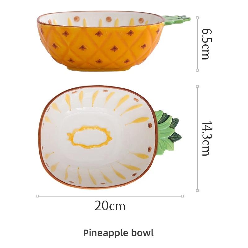 1pcs Creative Fruit Series Hand-painted Ceramic Tableware Cute Red Strawberry Lemon Pineapple Rice Dish Plate Salad Bowl