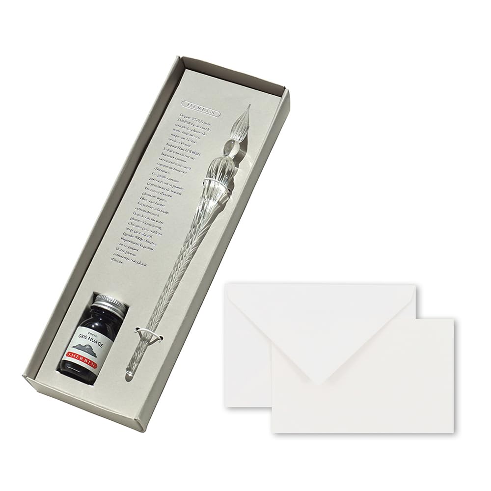 

[A traditional French brand established in 1670] Herbin Glass Pen [Handcrafted] Tsumugi Clear & Mini Ink Gliage (10ml) Set HERBIN G.LALO with Card Env