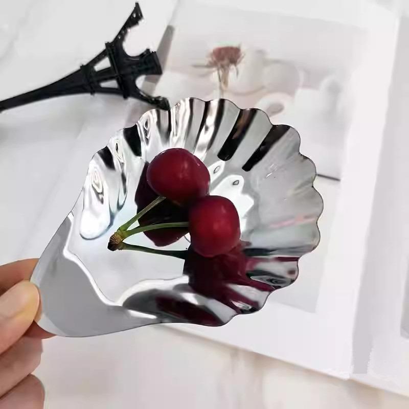 Shell Shaped Stainless Steel Plate Dish Metal Cheese Dessert Tray Tea Snack Fruit Dish Jewelry Storage Soap Box Table Decoration