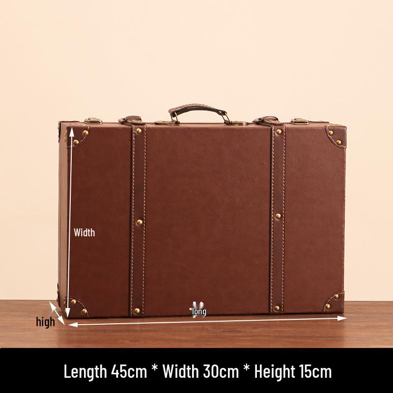 Vintage American Retro Leather-Wooden Suitcase Display and Photography Prop