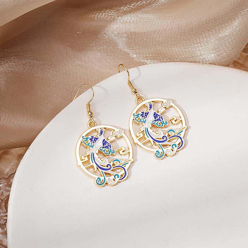 Fun Cartoon Asymmetrical Oil Drop Earrings, Guochao Panda Animal Fruit Earrings, Cute Mushroom Leaf Earrings