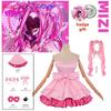 Mimozemská scéna Zombie scéna Mizi Cosplay kostým Paruka Růžové minišaty Velká mašle Lolita šaty Volánková sukně Idol scéna Kostým Sada