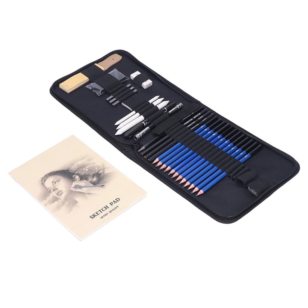 34-teiliges Zeichenstift-Set Skizzenbuch Bleistiftset Kunstbedarf für Anfänger Studenten Erwachsene
