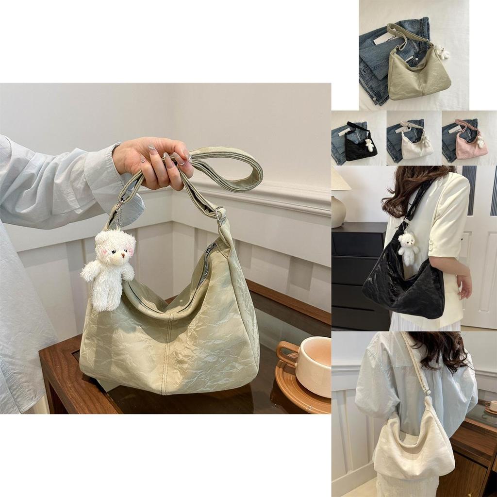 Spacious Casual Shoulder Bag For Women 2024 Trendy Solid Color Tote Style With Zipper Closure