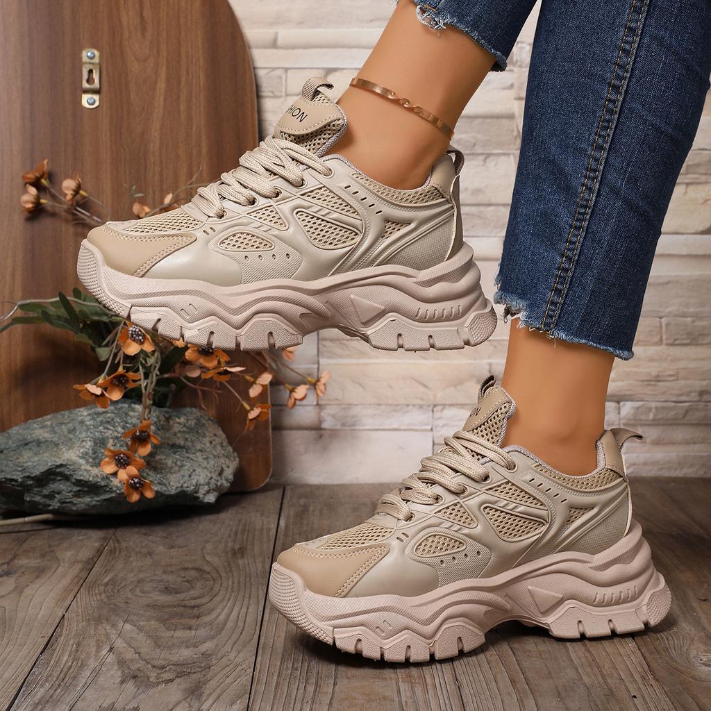Popular Women's Shoes Dad Shoes Are Comfortable and Versatile 2025 Spring New Breathable Heightening Little White Shoes Casual Sports Shoes Women