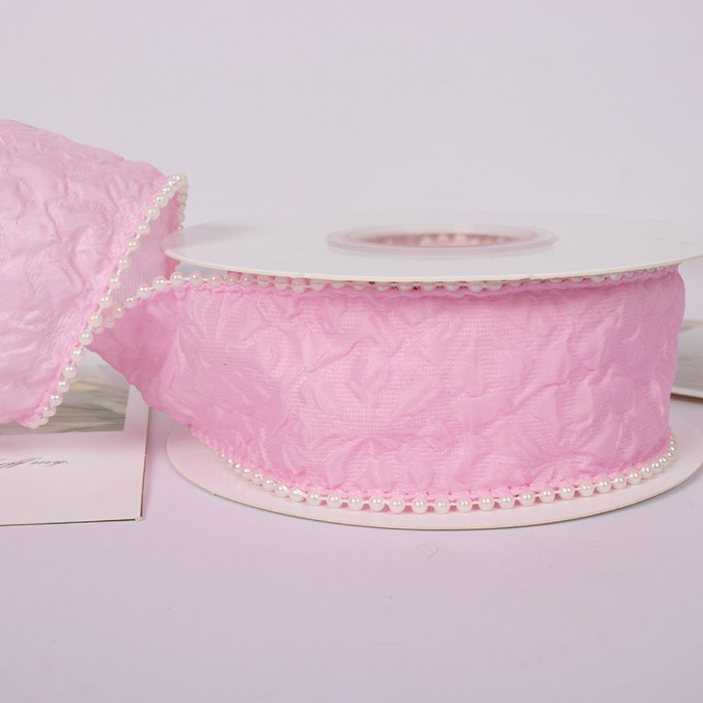 Pearl Pleated Gradient Ribbon 4cm Width 5 Yards Length Bubble Ribbon Edge Trim Embroidery Lace Snow Ribbon Cake Packaging