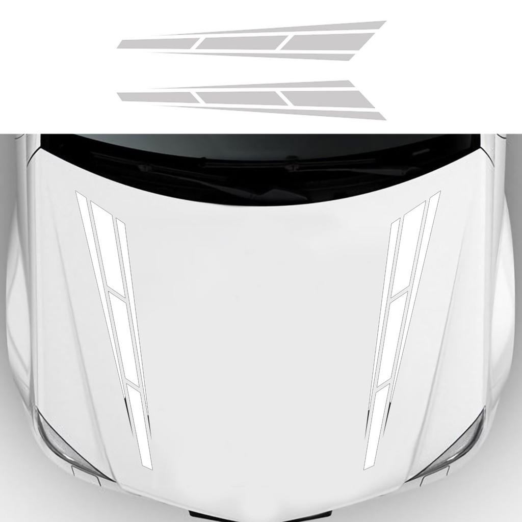 2 Piezas Pegatina Rayas Capó Coche Deportiva Calcomanía para Puerta Lateral Carrocería Coche Capó Motor para Autocaravana Yate Camión Pickup SUV