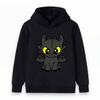 Cute Cartoon Black Dragon Print Kids Hoodie Casual Long Sleeve Pullover Sweatshirt for Boys Girls Soft Warm Lightweight Party Gift