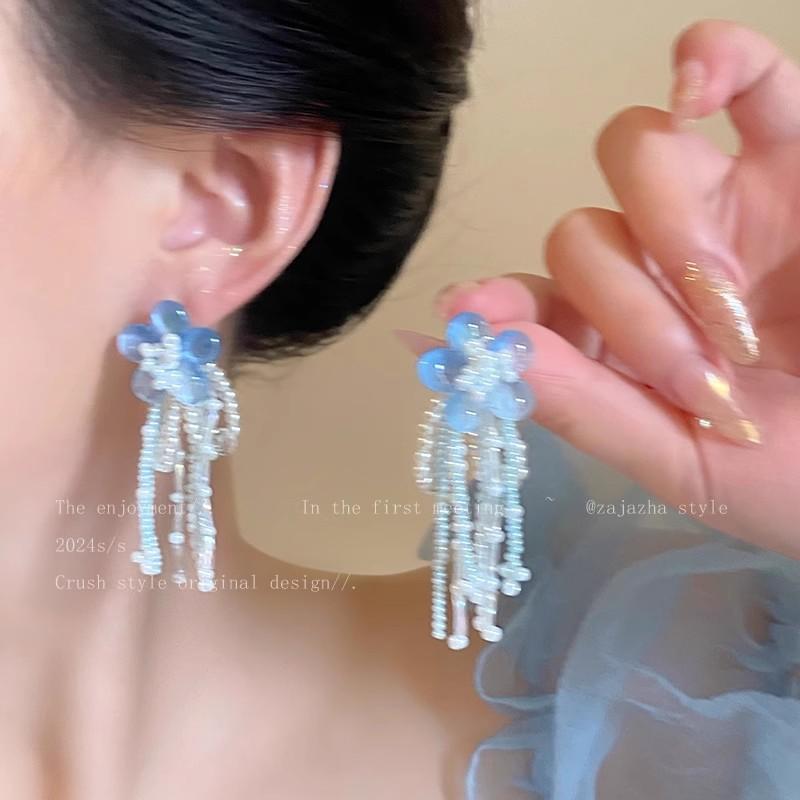 Vacation Style Dopamine Flower Earrings Women's Summer Sweet Temperament Versatile High-end Stud Earrings 925 Silver Needle Earrings