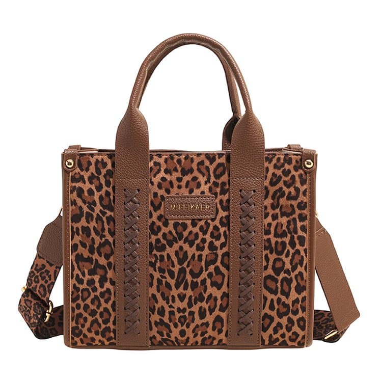 Leopard print woven portable small square bag women's messenger bag