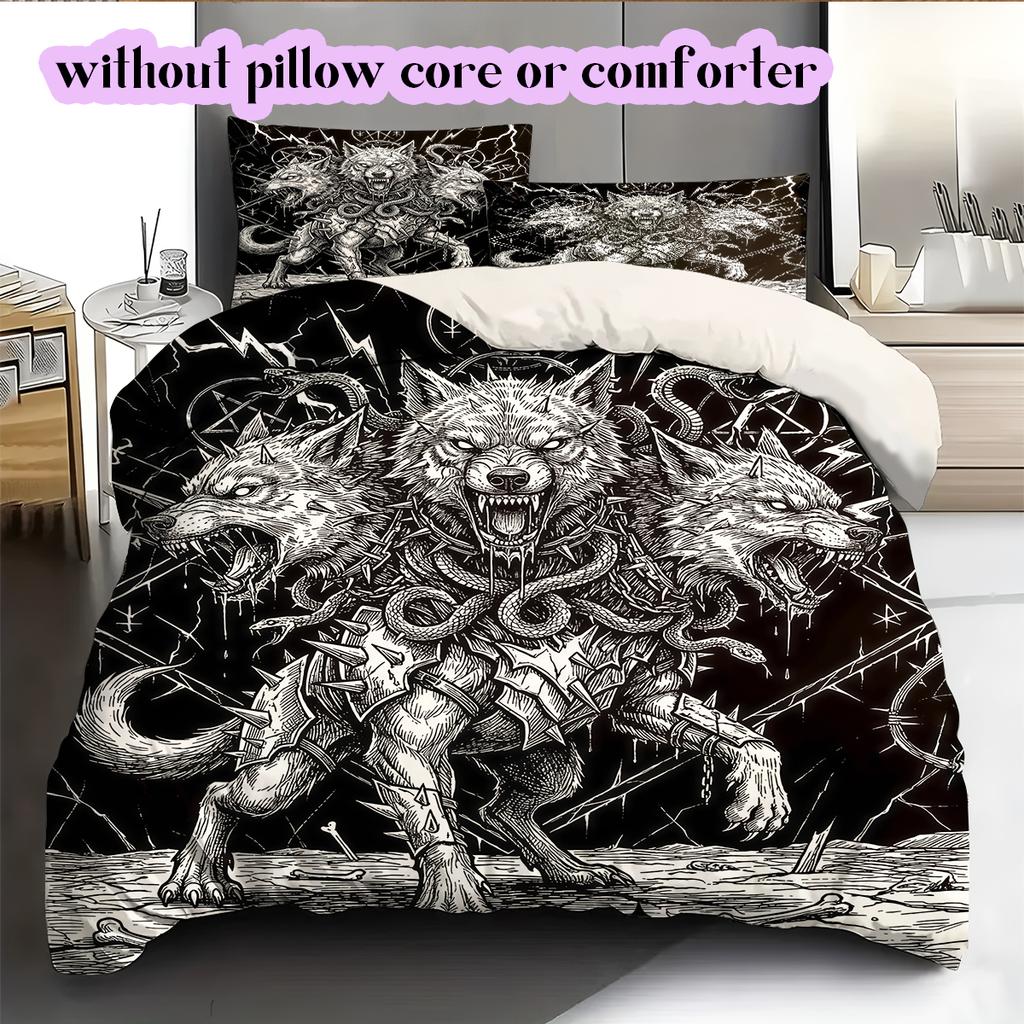 Thorn Gothic Dark Pattern Bedding Quilt Set Quilt Cover Pillowcase Home Decoration Birthday Gift (1 * duvet cover + 2 * pillowcase, without core)