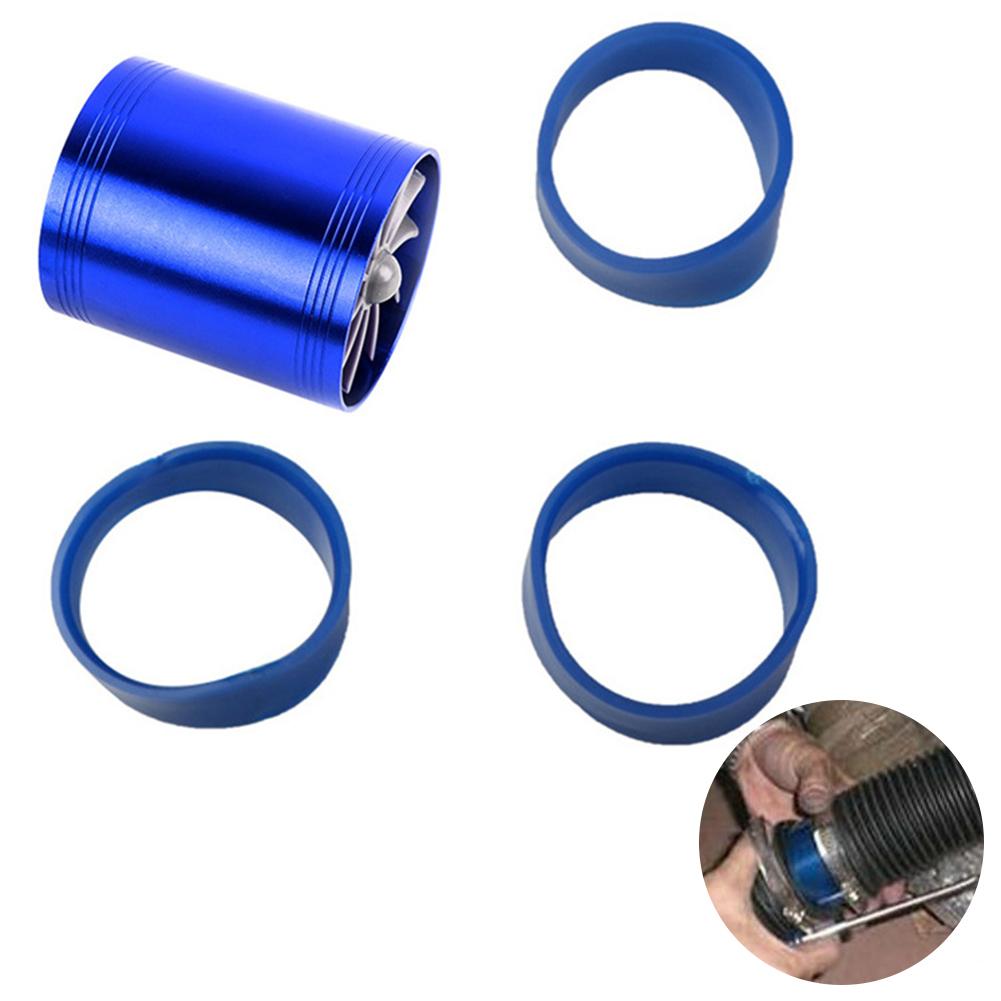 Car Air Turbine Refit Turbo Gas Fuel Oil Saver Dual Fan Turbo Supercharger Turbine Fit For Air Hose Dia 65-74mm