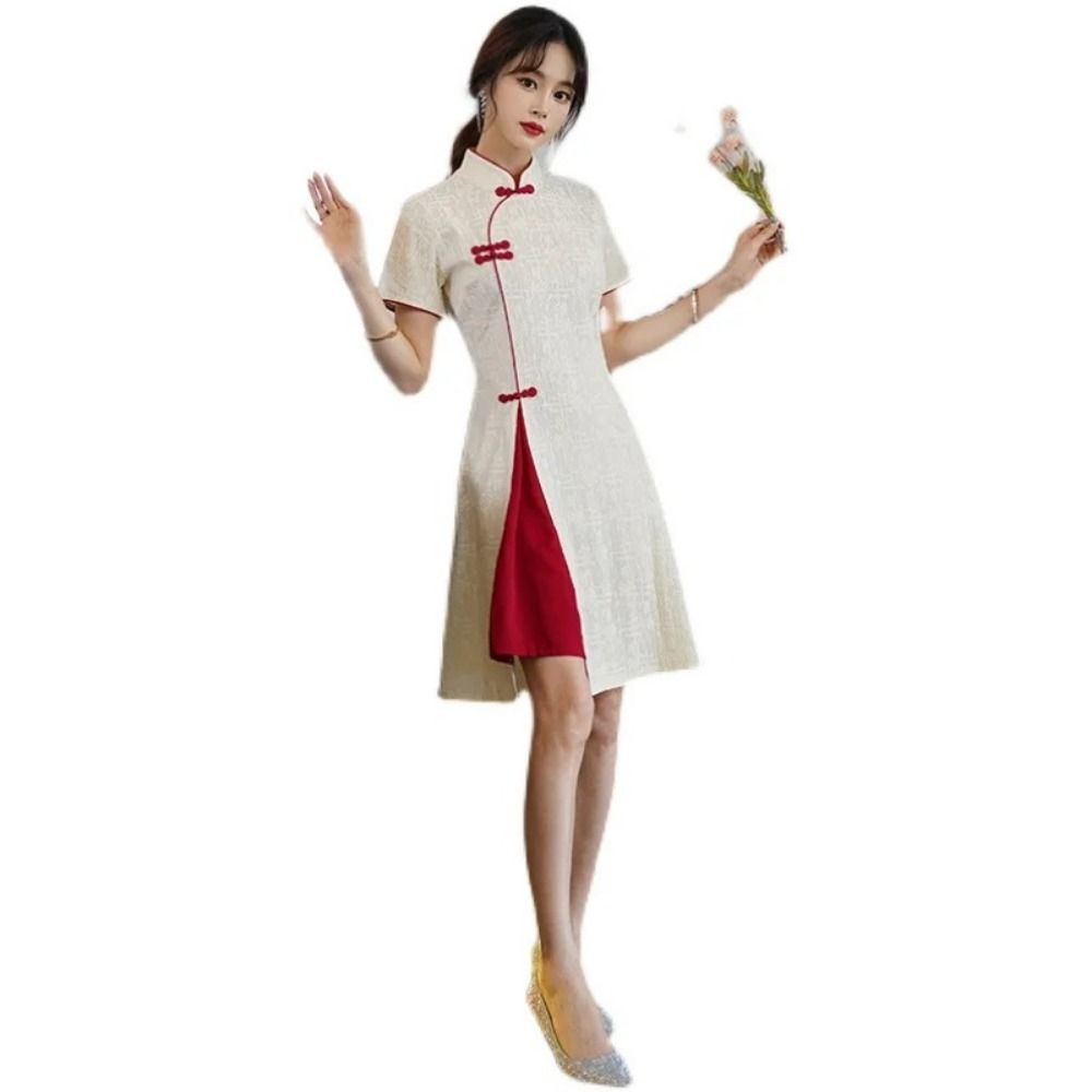 Short Sleeve Qipao Dress China-Chic Cheongsam Traditional Chinese Dress  Summer