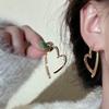 Stylish Heart Shaped Earrings Alloy Material Ear Studs Heart Ear Pendant Trendy Dangle Earring for Fashion Forward Women