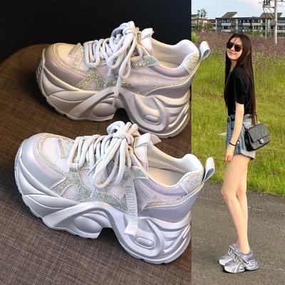 Thick-soled Inner Height Increase Mesh Breathable Dad Shoes Women's Autumn Muffin Soft-soled Casual Shoes