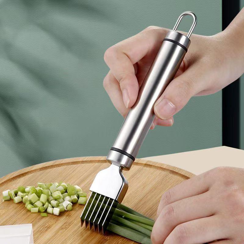 430 Stainless Steel Onion Julienne Cutter - Multifunctional 6-Blade Kitchen Gadget with Hanging Hole Handle