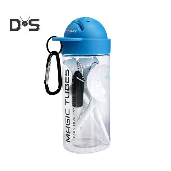 

Аксессуары для гольфа с бутылкой, пластиковыми ти для гольфа, контейнером для хранения маркеров мячей с карабином для любителей гольфа синий