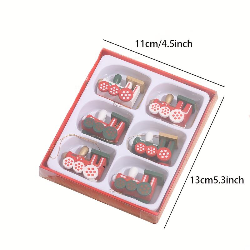 

1 набор гламурных елочных украшений, деревянный поезд с геометрическим узором для подвешивания, лакированная отделка, тема искусства, не требует электричества или батареек