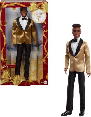 Barbie Sviatočný Tmavohnedý Signature Predstieranie Veky JGK57 Ken, Vlasy, Čierne, Oblečenie Bábika/Domček, Hra, 6+, Zlatá,