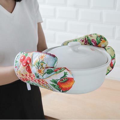 1PAIR Microwave Oven Glove Kitchen Tool Mitten Terylene Insulated Heatproof Resistant Non-slip Baking Gloves Thickening