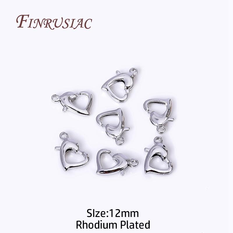 Fermoirs mousqueton en forme de cœur plaqués or 18 carats pour la fabrication de bijoux, Fermoirs fermoirs cœur 10 mm/12 mm pour accessoires de fabrication de bracelets et colliers