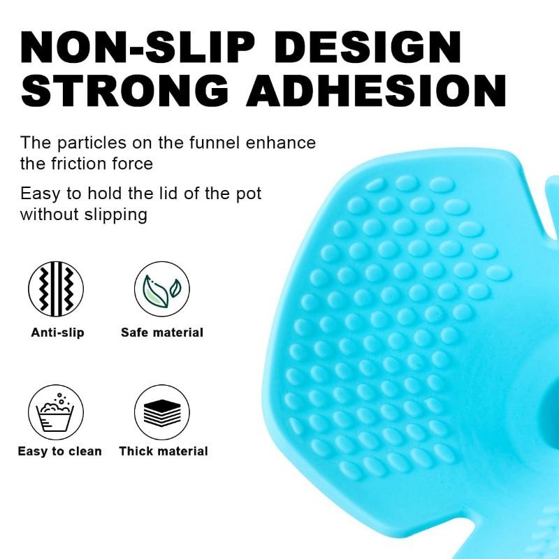 Multifunctional Silicone Funnel Set with Insulation Clamp - Fan-Shaped Aperture Funnel & Anti-Scalding Clip for Kitchen Dishes, Easy To Use