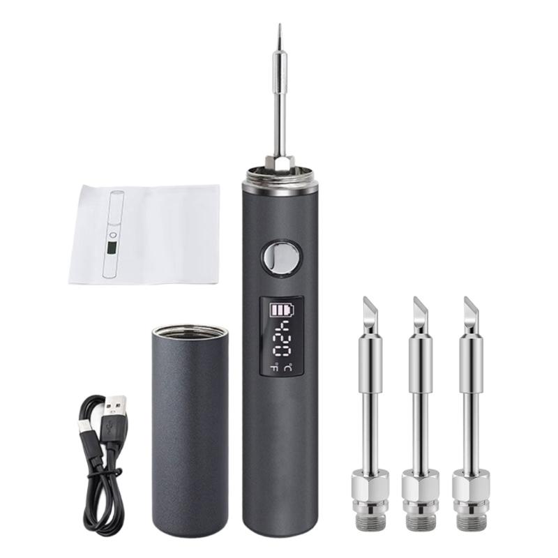 Portable USB Powered Soldering Iron Set With Temperature Display And Interchangeable Head For Electronics Maintenance