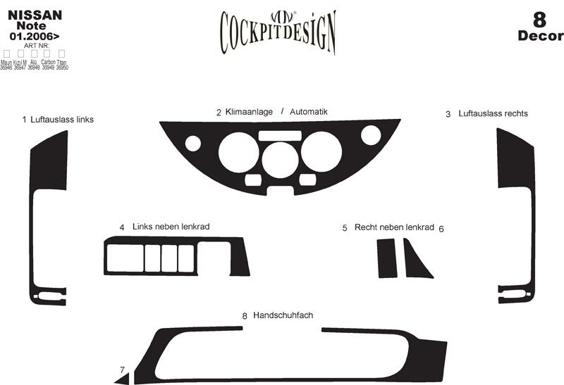 

Panel trims Wood for Nissan Note 2004-2012