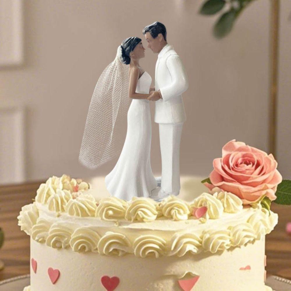 White/Black Cake Toppers Dolls Elegant Bride & Groom Figurines Couple Wedding Cake Topper  Wedding