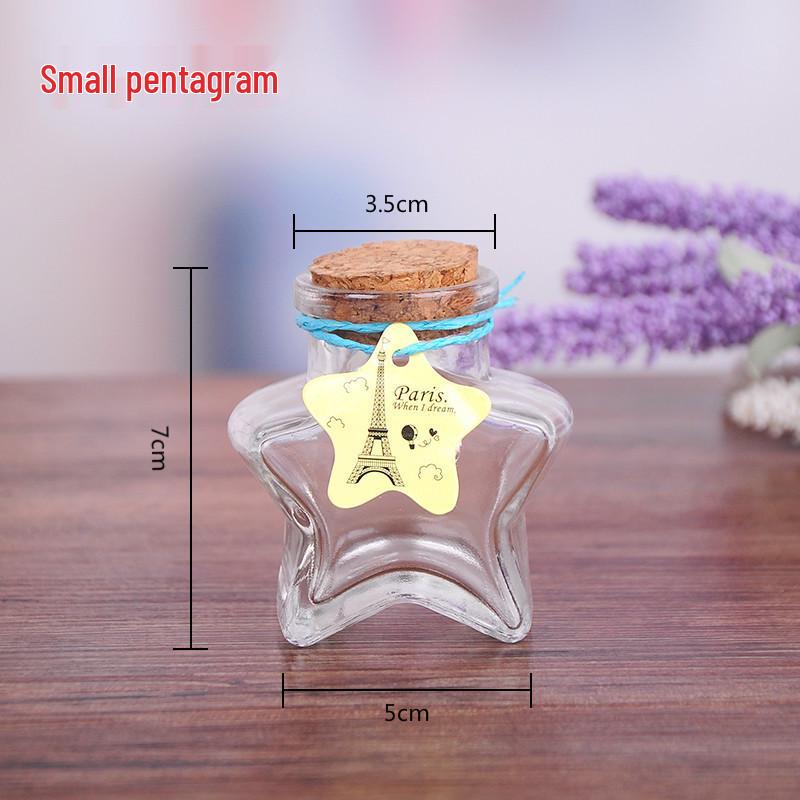 Cork DIY Heart-Shaped Wish Bottle Glass Candle Holder Ocean Star Bottle