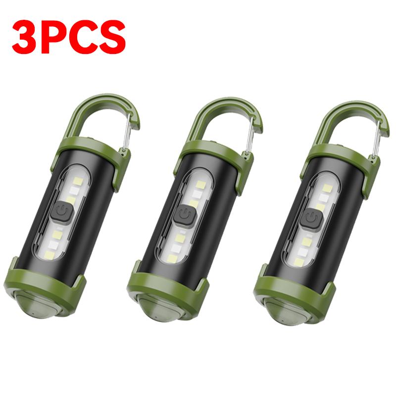 Mini Portable LED COB Flashlight USB Rechargable Torch Built-in Battery 6 Modes Flashlight Outdoor Camping Emergency Lantern